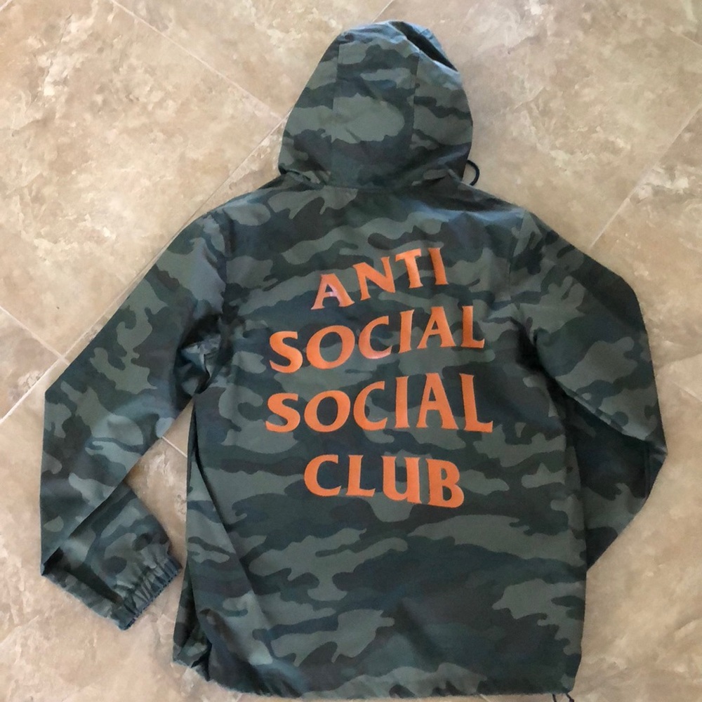 NWOT Anti social social club camo hooded jacket